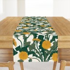 Yellow Dandelion Flowers Table Runner