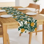 Yellow Dandelion Flowers Table Runner