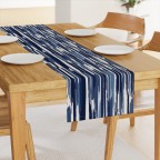 Indigo Paint Stripes Cotton Table Runner