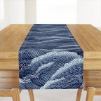 Indigo Waves Cotton Sateen Table Runner