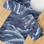 Indigo Waves Cotton Sateen Table Runner