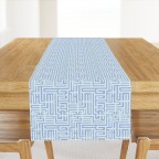 Blue Labyrinth Cotton Sateen Table Runner