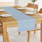 Blue Labyrinth Cotton Sateen Table Runner