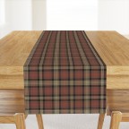 Brown Plaid Cotton Sateen Table Runner