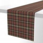 Brown Plaid Cotton Sateen Table Runner