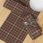 Brown Plaid Cotton Sateen Table Runner