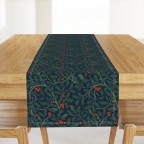 Holly Branches Berries Table Runner