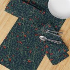 Holly Branches Berries Table Runner