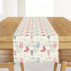 Boomerang Gray Pink Cotton Table Runner