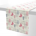 Boomerang Gray Pink Cotton Table Runner