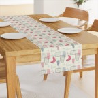 Boomerang Gray Pink Cotton Table Runner