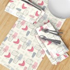 Boomerang Gray Pink Cotton Table Runner