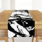 Black White Ink Splatters Table Runner