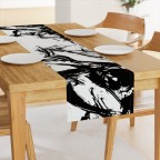 Black White Ink Splatters Table Runner