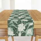 Green Wildflower Cotton Table Runner