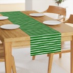 Green White Stripes Table Runner