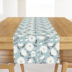 Blue Floral Cotton Sateen Table Runner