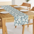 Blue Floral Cotton Sateen Table Runner