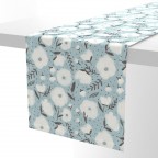 Blue Floral Cotton Sateen Table Runner