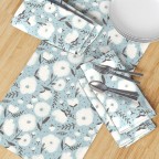 Blue Floral Cotton Sateen Table Runner