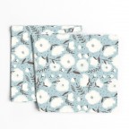 Blue Floral Cotton Sateen Table Runner