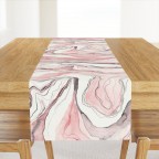 Pink Rose Marble Watercolor Table Runner