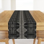 Black Stripe Cotton Sateen Table Runner