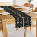 Black Stripe Cotton Sateen Table Runner