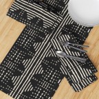 Black Stripe Cotton Sateen Table Runner