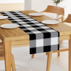 Black White Plaid Cotton Table Runner