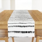 White Table Runner Black Brushstrokes Dot