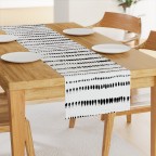 White Table Runner Black Brushstrokes Dot