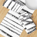 White Table Runner Black Brushstrokes Dot